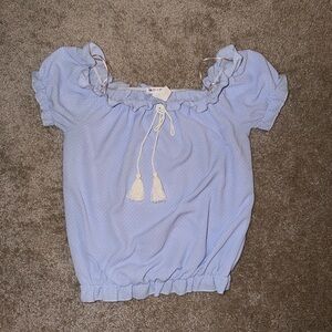 Miley + Molly Light Blue Ruched Women's Top